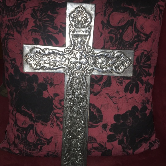 Pewter Cross Wall Decor INRI Religious Design